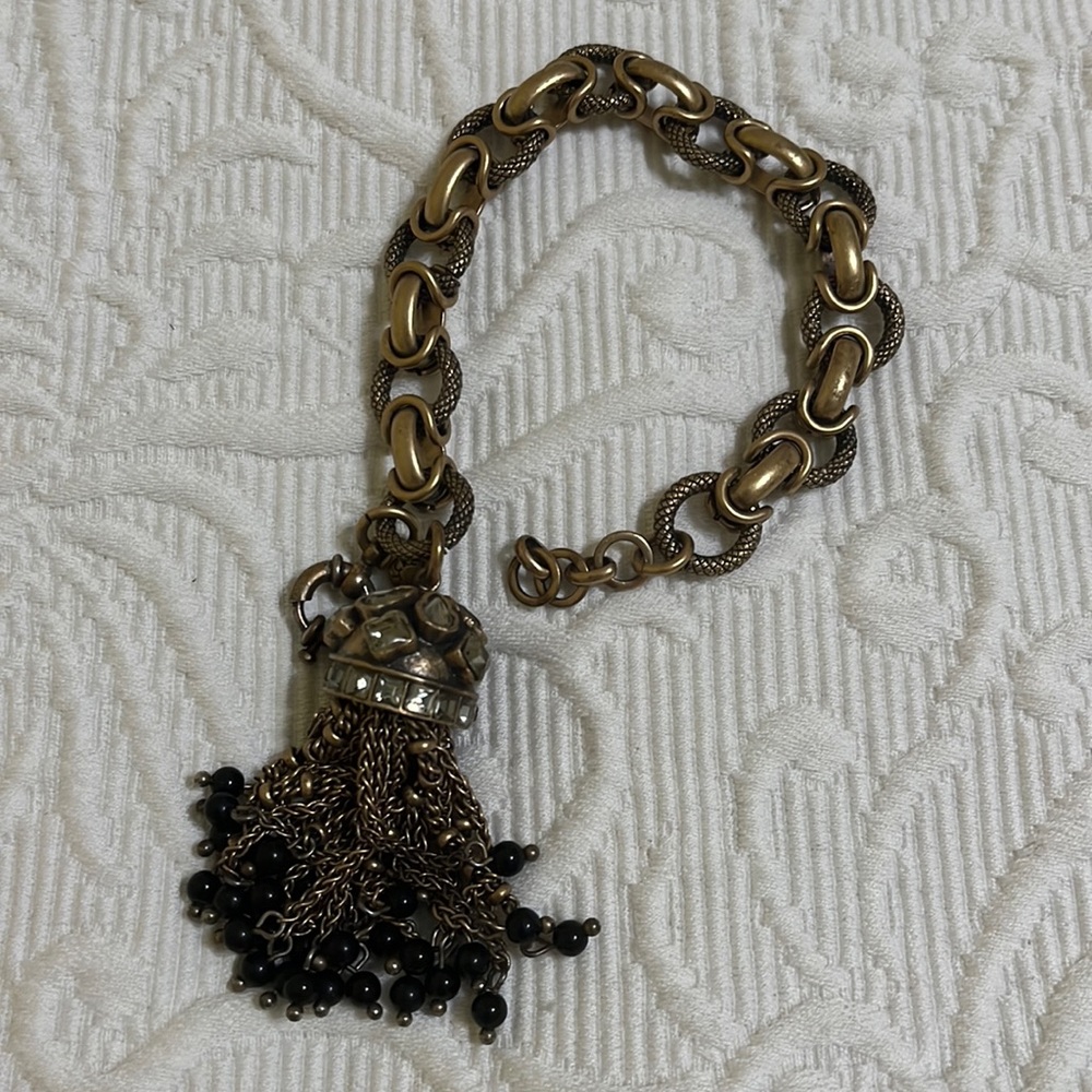 Jcrew gold link bracelet with tassel